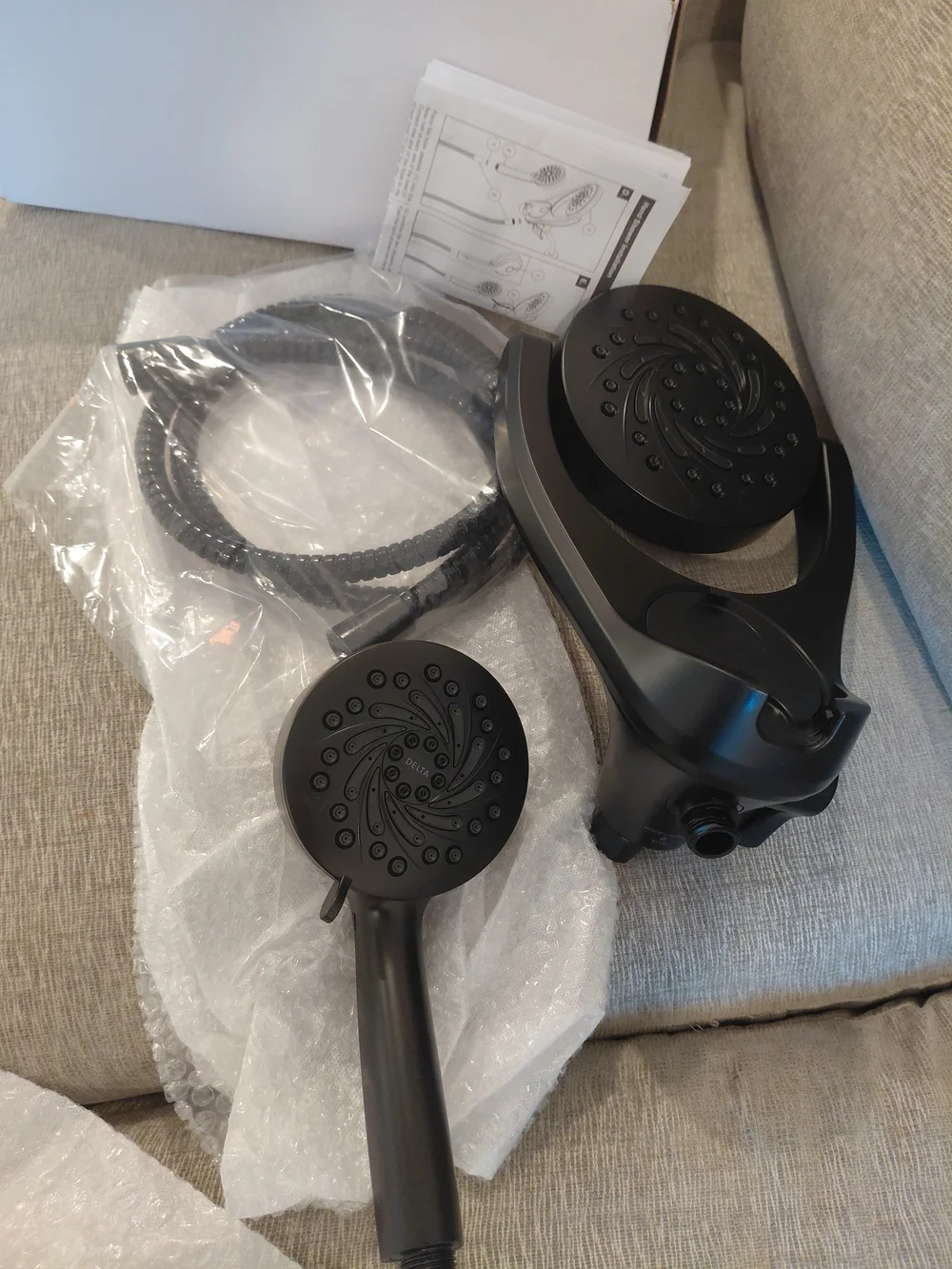 Delta Matte Black Dual-Head Shower System - 5 Spray Settings